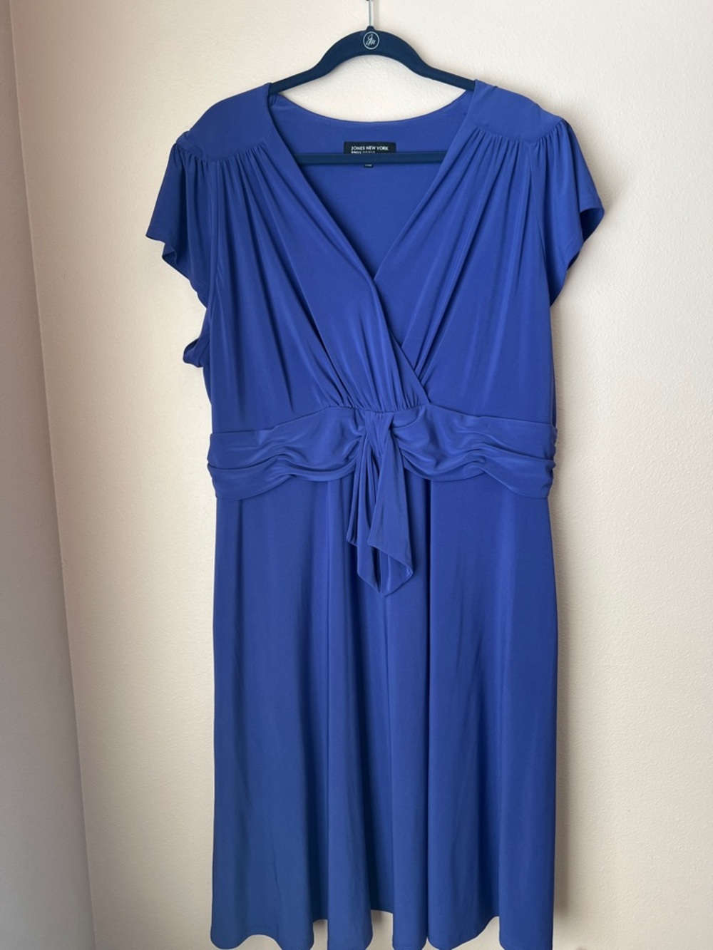 Jones New York Cobalt Blue Faux-Wrap Midi Dress